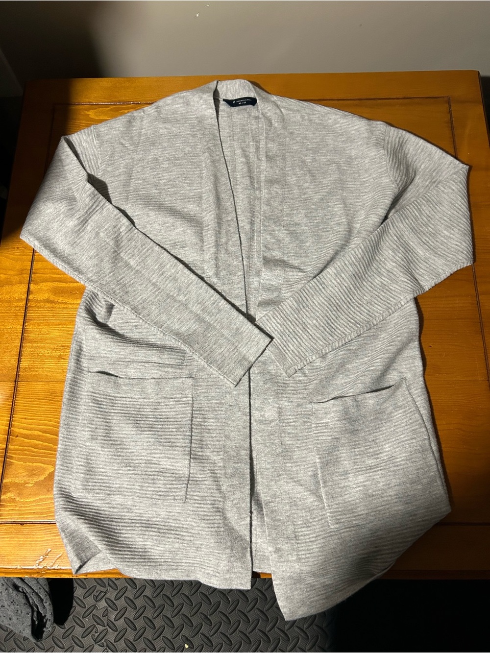 (3/$10) Denver Hayes Light Gray Open-Front Cardigan